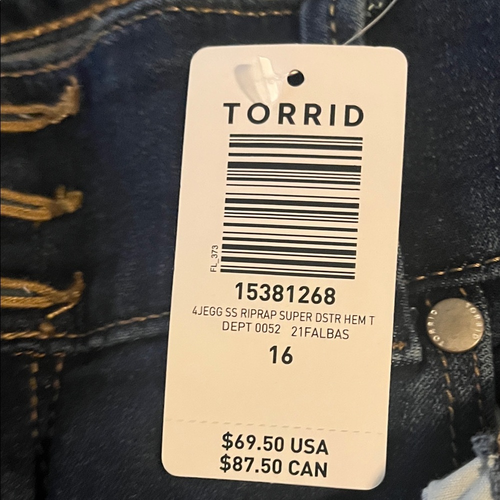 Torrid Women's Dark Blue Distressed Jeggings